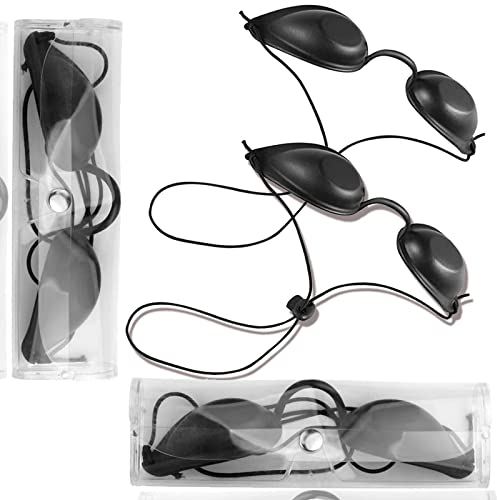 4 Stück Solarium Brille UV Schutzbrille Augen Schutzbrille Schwarz Schutzbrille Sonnenschutz Brille Augenklappe für LED Lichttherapie IPL Haarentfernung UV-Schutz Sonnenbank Beauty