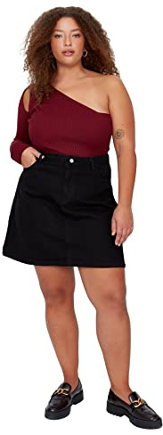 Trendyol Falda de Talla Grande - Azul - Mini, Negro, 3XL