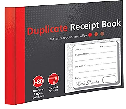 Libro de recibos duplicados numerados de 1 a 80 páginas, tamaño medio para negocios, hogar, oficina, tienda y almacén (1)