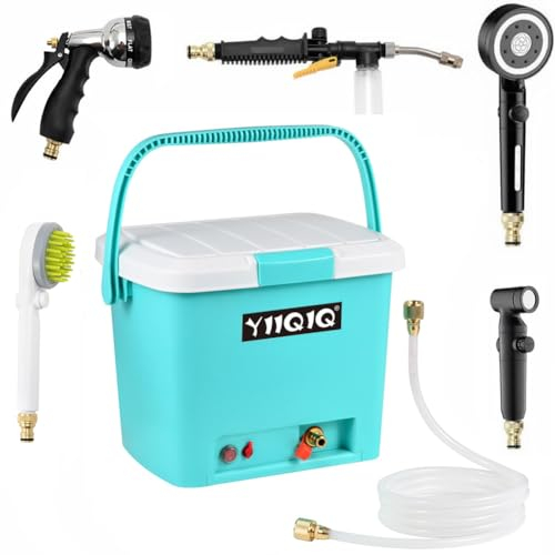YIIQIQ Cordless Pressure Washer 17L | 5X High Power Portable Washer for Car, Dog Baths, Patio & Caravan | Fast Charge 45min | 4-in-1 Pro Nozzles | UK Plug