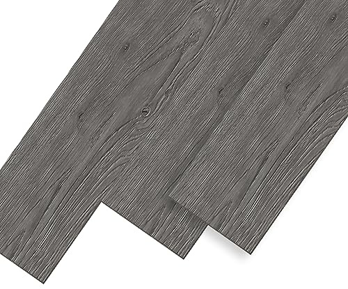 UISEBRT PVC-golvbeläggning, självhäftande kakelplattor, vinylgolv med träutseende, 91,44 x 15,24 x 0,2 cm, 18 stycken för cirka 2,5 m², dekorativa golvplattor för kök, vardagsrum och balkong (mörk ek)