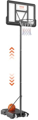 VEVOR Basketballkorb Outdoor Basketballständer 122–305 cm Einstellbare Höhe, Basketballanlage Schwarz Wetterbeständig Rostbeständig, Basketballkorb Standfuß mit Wasser oder Sand Mobil