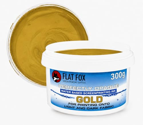 Perfectly Opaque Pearlescent Metallic Screen Printing Fabric Ink (Gold, 300g)