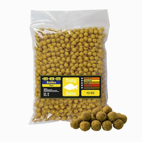 EUROCATCH Tasty Köder Ananas Boilie 20mm - 10 Kg Tasche - Hochwertiger Karpfenköder - Unwiderstehlich für Karpfen - Geeignet für jedes Wasser - Ideal für Lange und Kurze Sitzungen!