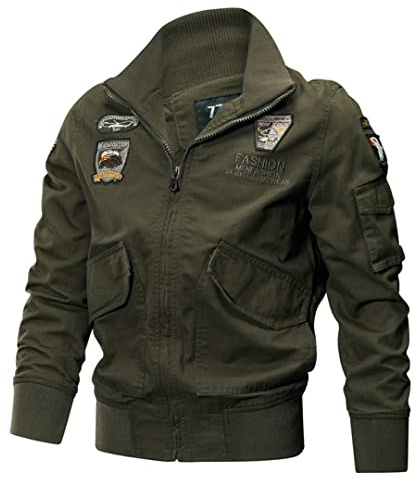 Hommes Hiver Armée De L'air Pilote Bombardier Tactique Cargo Militaire Veste Coton Vol Veste Manteau Army green XL
