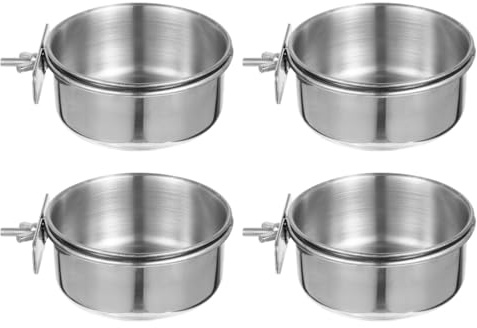 YARNOW Ciotole in Acciaio Inossidabile Per Cibo E Acqua Per Pappagalli Con Design Anti-Masticazione E Ciotole Rimovibili 4 Pezzi 4.9 X 4.9 X 4.9 Per Uccelli Da Gabbia E Voliera
