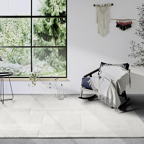 Villeroy & Boch Tappeto di lana Charlotte, naturale, tessuto a mano e naturale, per soggiorno, camera da letto, sala da pranzo, corridoio, cucina, crema, 120 x 170 cm