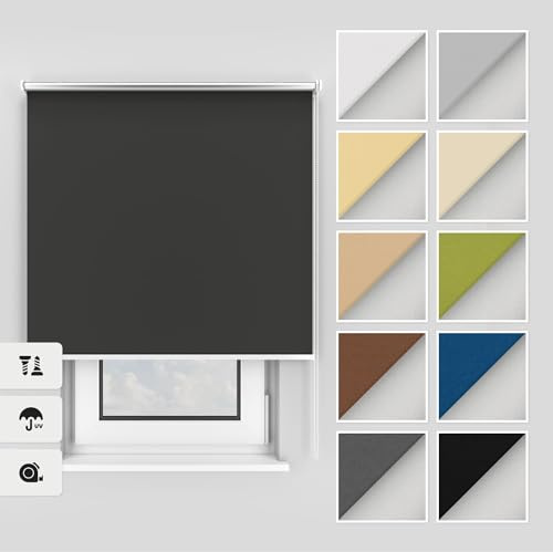 Estika Thermo rollos mit Bohren 60x220 cm Farbe: Graphit, Verdunklungsrollo Deckenmontage und Wandmontage, Thermorollo hitzeschutz, Jalousien Fenster