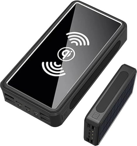 Solcellsladdare 100000Mah Bärbar Kraftbank Ultrakompakt Höghastighetsladdare Extern Säkerhetskopiering Batteri Enorm Kapacitet För Smartphones, Surfplattor, Spelkonsoler(Black)