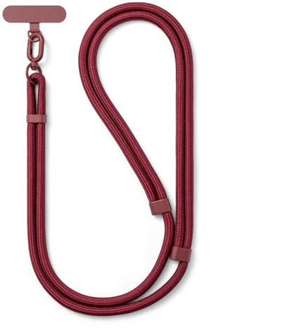 MORSUNBELA Handykette Universal Verstellbar Handyband zum Umhängen Handy Kette zum Umhängen für Reise, Outdoor, Handy Umhängeband mit Handyhülle kombinierbar - Burgunderrot