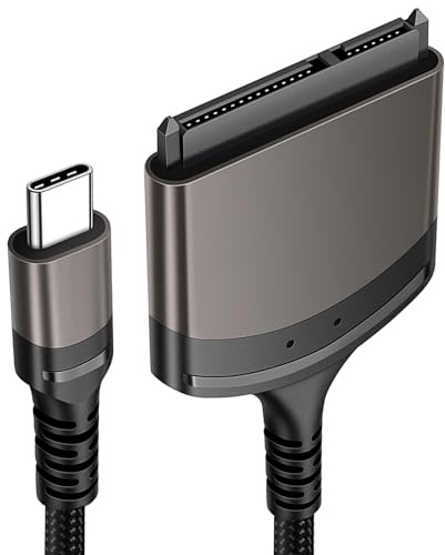 Hemlosk Cable Adaptador SATA a USB C, Adaptador Disco Duro a USB con UASP para 2,5 Disco Duro HDD SDD, 5Gbps Convertidor, Compatible con Windows, MacOS, Linux