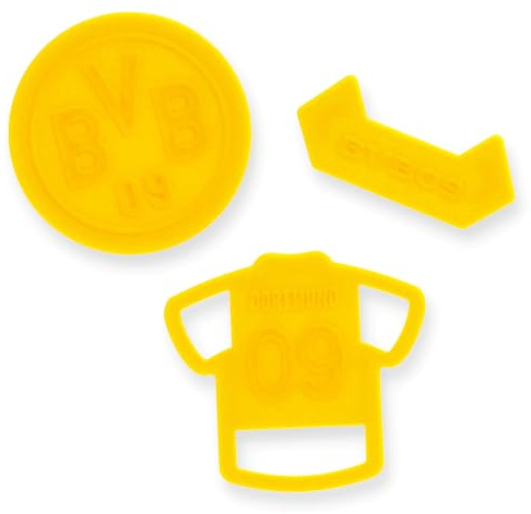 BVB Keksausstecher-Set, 3 Stück, Offizielles Borussia Dortmund Merchandise, Spülmaschinenfest, Gelb