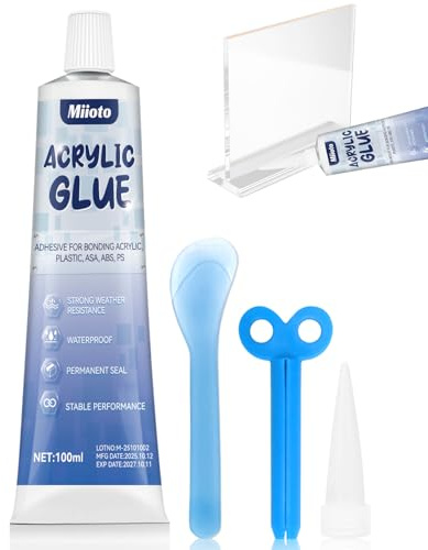 Miioto Pegamento para Plastico, Pegamento para Cristal, pegamento Plastico Extrafuerte para Diversos Materiales Como Acrílico, Plástico, Vidrio, Cerámica, Impermeable,100ml