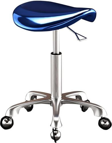 Tabouret De Selle Professionnel avec roulettes Ergonomique Pivotant Hauteur De Roulement Réglable pour Clinique Dentiste Salon De Beauté Tatouage Bureau à Domicile, Blue, One Size