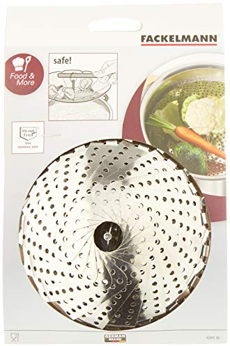 Fackelmann Cestello per cottura a vapore, cestello per cuocere verdure a vapore, cuocivivande in acciaio inossidabile, cestino a vapore pieghevole adattabile a diverse pentole, diametro da 14 a 24 cm