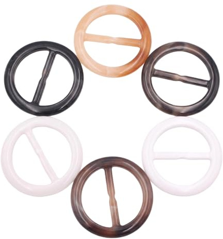6pcs femmes dame filles en plastique rond cercle écharpe anneau foulards boucle clips de fermoir de soie vêtements titulaire de la pellicule anneau pour foulard en soie vêtements t-shirt (2'')