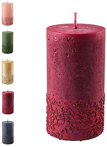 Wunderschöne & Moderne Adventskerzen – 2 Stück - Rustikale Oberfläche - Kerzen/Stumpenkerzen - Weihnachten/Weihnachtskranz/Adventskranz (Altrot, Höhe: 11cm)