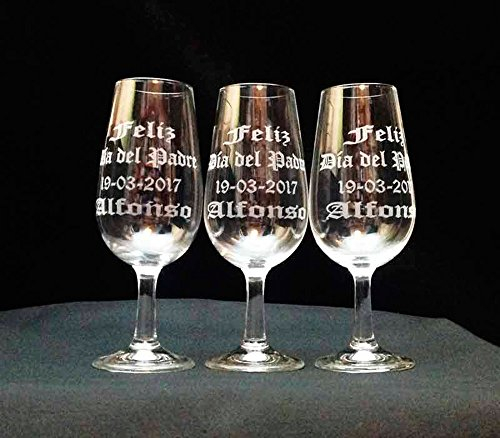regalo grabado Vasos Catavinos Grabados y personalizados con Texto, Dibujo, Logo. Vidrio (6 Unidades)