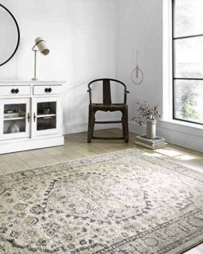 Loloi Teagan Collection TEA-01 Natural/Lt. Grey 7'-11 x 10'-6 Area Rug, Large, Soft Neutral Rug, High-Traffic for Living Room, Bedroom, Home Office, Dining Area