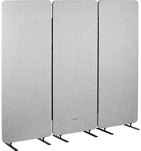 VIVO Freestanding 183 x 168 cm Privacy Panel, Cubicle Divider, Acoustic Wall Partition, x3 61 cm Panels, Gray, PP-3-T072G