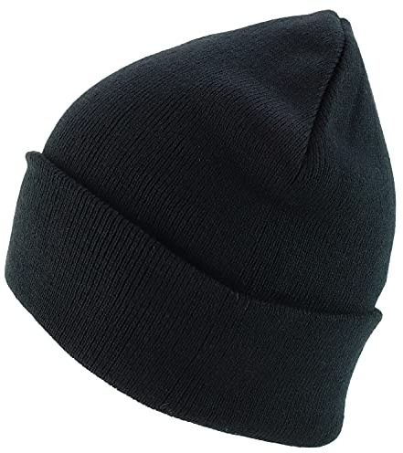 Trendy Apparel Shop XXL Oversized Solid Cuff Long Stretchy Winter Beanie Hat - Black - 2XL