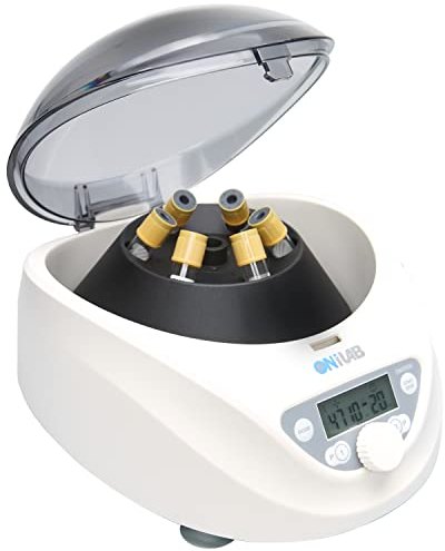 ONiLAB Centrifugeuse de table de laboratoire PRP 6 x 15 mL/10 mL/7 ml/1,5-5 ml, 300-5000 tr/min (max. 2600 xg RCF), minuteur de centrifugeuse numérique LCD de bureau 30 sec-99 min, deux programmes de