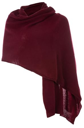 Embouro 100% Cashmere Pashmina Scialle per le donne, sciarpa a maglia in puro Cashmere Sciarpa per l'inverno (Vino Rosso)