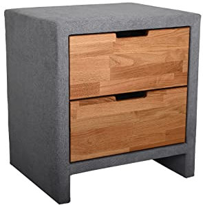 Belanoti Essence Nachttisch 1er Set oder 2er Set Nachtschrank Riviera Anthrazit Nachtkästchen mit Zwei Schubladen Bedsite Table Massivholz Kommodenschrank Nachtkommode Eiche Nachtkonsole