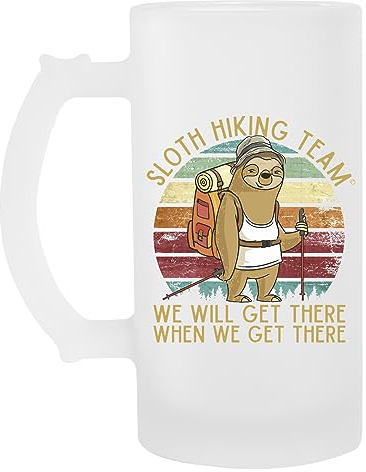 Suzetee Sloth Hiking Team - We Will Get There Verre À Bière Transparent Avec Gobelet À Poignée