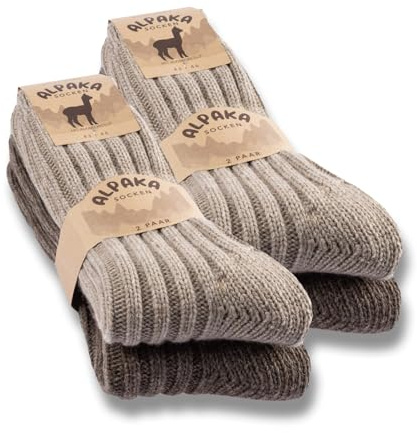 sockenkauf24 4 Paires Chaussettes Alpaga Laine Homme Femme Chaussettes Hiver Chaudes 20900 (Beige Marron 39-42)