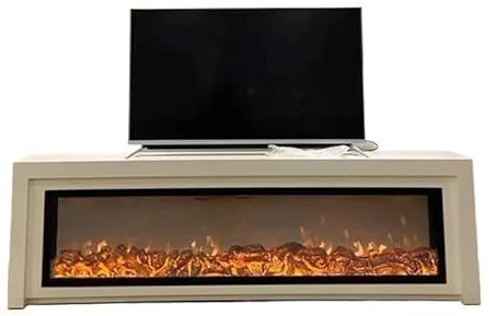 SOBOLON Porta TV per Camino Supporto TV Semplice portaoggetti Bianco Display Mobile TV Camino Supporto TV in Vetro Decorazione Mobile TV per Camino da Interno (Color : B2200x320x600mm1)