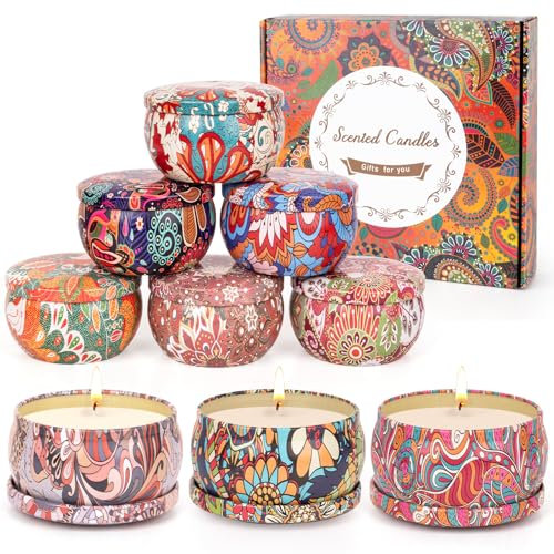 Duftkerze, 9 PACK Duftkerzen im Glas, 100% Sojawachs Natürliches Duftkerzen, Geschenke für Frauen Weihnachten Sie Geburtstag Jahrestag Aromatherapie Yoga, Geschenke für Frauen, Mama, Freundin, 180 Std