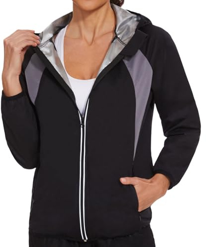SEXYWG Sauna Jacket for Women Workout Sauna Suit Sweat Long Sleeve Shirt Gym Tops Zipper Body Shaper