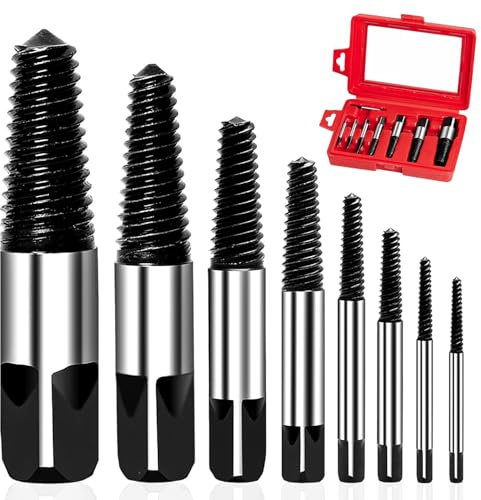 8 Pièces Extracteur de Vis, 4-45mm Métal Extracteur Vis avec Boîte de Rangement pour Goujons de Endommagés (Noir)