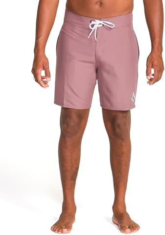 Volcom Men's 18 Boardshorts – Stretch Swim Trunks with Drawstring Waist and Back Flap Pocket, Lawton Bordeaux Brown, 40