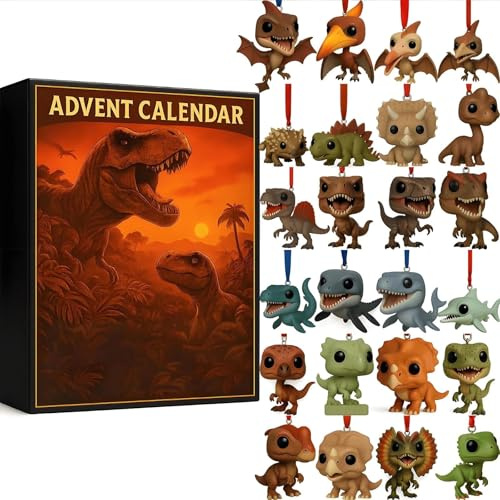 Calendrier de l'Avent 2025 du Parc des Dinosaures, Calendrier de Compte à Rebours de Noël 2025 avec 24 Figurines Surprises, pour Halloween et Noël