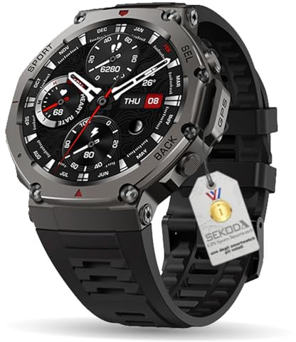 YCYATS Sekoda GPS Smartwatch, Sekoda1.43 Orologio GPS Mappe, Chiamate Bluetooth, Monitor della frequenza cardiaca, 170+ modalità sportive, fino a 15 giorni di autonomia (nero)
