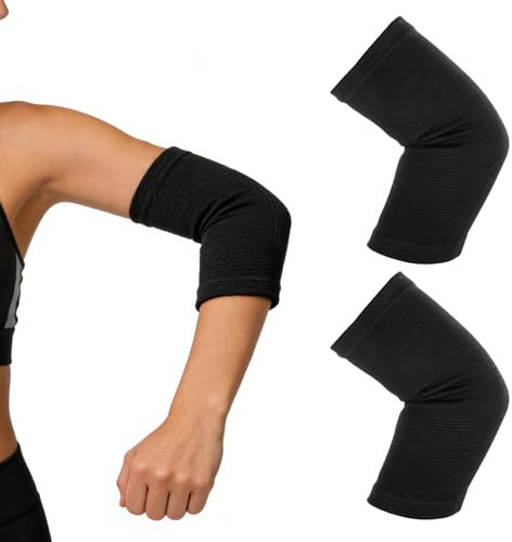 Ajcotahm Elbow Compression Sleeve, Black Elbow Brace for Women Men Nylon Arm Support Sleeves for Tennis Golfers Sports Protection