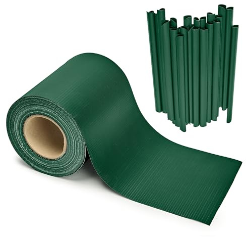 Garronda Cinta Pantalla de Privacidad PVC para Valla Jardin Exterior 19 cm x 35 m - Tiras para Mallas Ocultación y Vallas Caladas en Balcón y Terraza, Resistente a UV con Clips GD-0173 (Verde)
