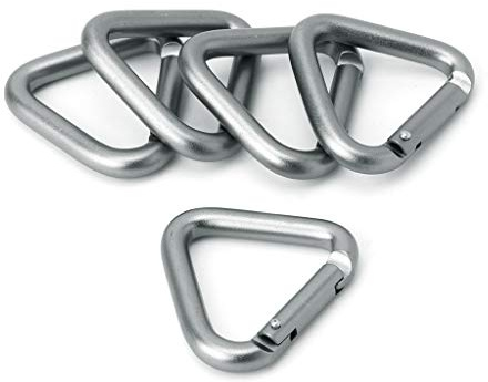KACCDE Juego de 5 mosquetones triangulares de aleación de aluminio con clip a presión, tornillo de hebilla para escalada en roca, mosquetón triangular de gran altitud
