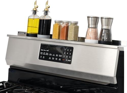 StoveShelf 30 Length Stainless Steel Finish Magnetic Shelf for Kitchen Stove - Kitchen Storage Solution with Zero Installation - Over Stove Spice Rack Organizer