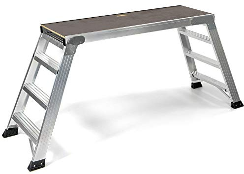 Jumbo® Piattaforma di lavoro in alluminio/legno, 130 x 45 cm, altezza 0,87 m, pieghevole, scala di montaggio