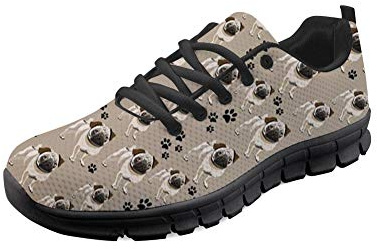 HUGS IDEA Zapatillas de deporte con estampado de animales para mujer, tenis, caminar, fitness, entrenamiento, atletismo, correr, carreras, moda casual, color Marrón, talla 38 EU