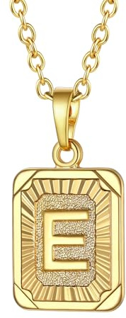 FOCALOOK Collana Lettera E Oro Donna Placcato 18K Iniziale Con Ciondolo - Regalo per Donna e Ragazza