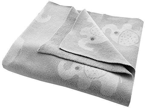 Bio Babydecke 100% Bio-Baumwolle (kbA) GOTS zertifiziert, Elefanten Grau, 80 x 100 cm