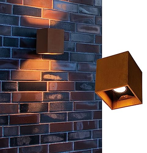 SLV Väggbygglampa RUSTY UP/DOWN WL/belysning för väggar, vägar, ingångar, LED-spotlights utomhus, bygglampa utomhus, trädgårdslampa, IP65 14,0 W 548 lm rost 1004650 vägglampa fyrkantig