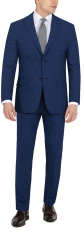 DKNY Men's Modern Fit High Performance Separates Suit Pants, Blue Plaid, 36W x 30L