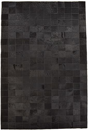 Kuhfelle Online & Nomad KUHFELL Teppich Patchwork FELLTEPPICH AUS ECHTEM KUHFELL RINERFELL IN VERSCHIEDENEN GRÖßEN (schwarz gefärbt, 120 x 180 cm)