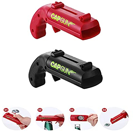 RICHDMI 2 Stück Cap Gun, Flaschenöffner Lustig, Bieröffner, Bier Pistole, Cap Gun Flaschenöffner Pistole, Firing Cap Opener, Gadgets für Männer für Zuhause,Bar, Party, Trinken und Spiel