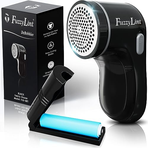 Fabric Shaver & Lint Remover | Battery-Operated Bobble Remover for Clothes and Multi Fabric Use | Quick & Easy Debobbler for Fluff & Fuzz with Reusable Sticky Lint Roller | UK Brand